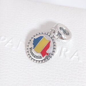 Pandora Romania Flag Map Dangle Charm S925 Silver with box